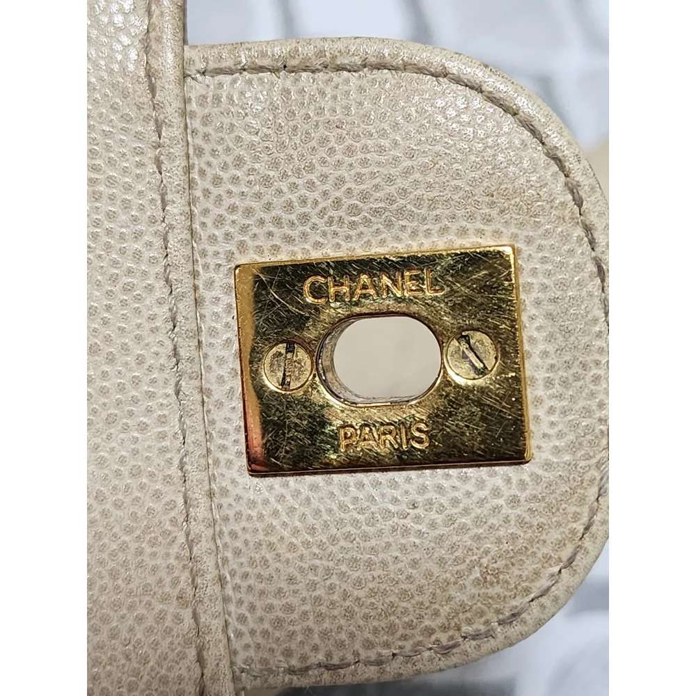 Chanel Vintage Classic Single Flap Bag Cream